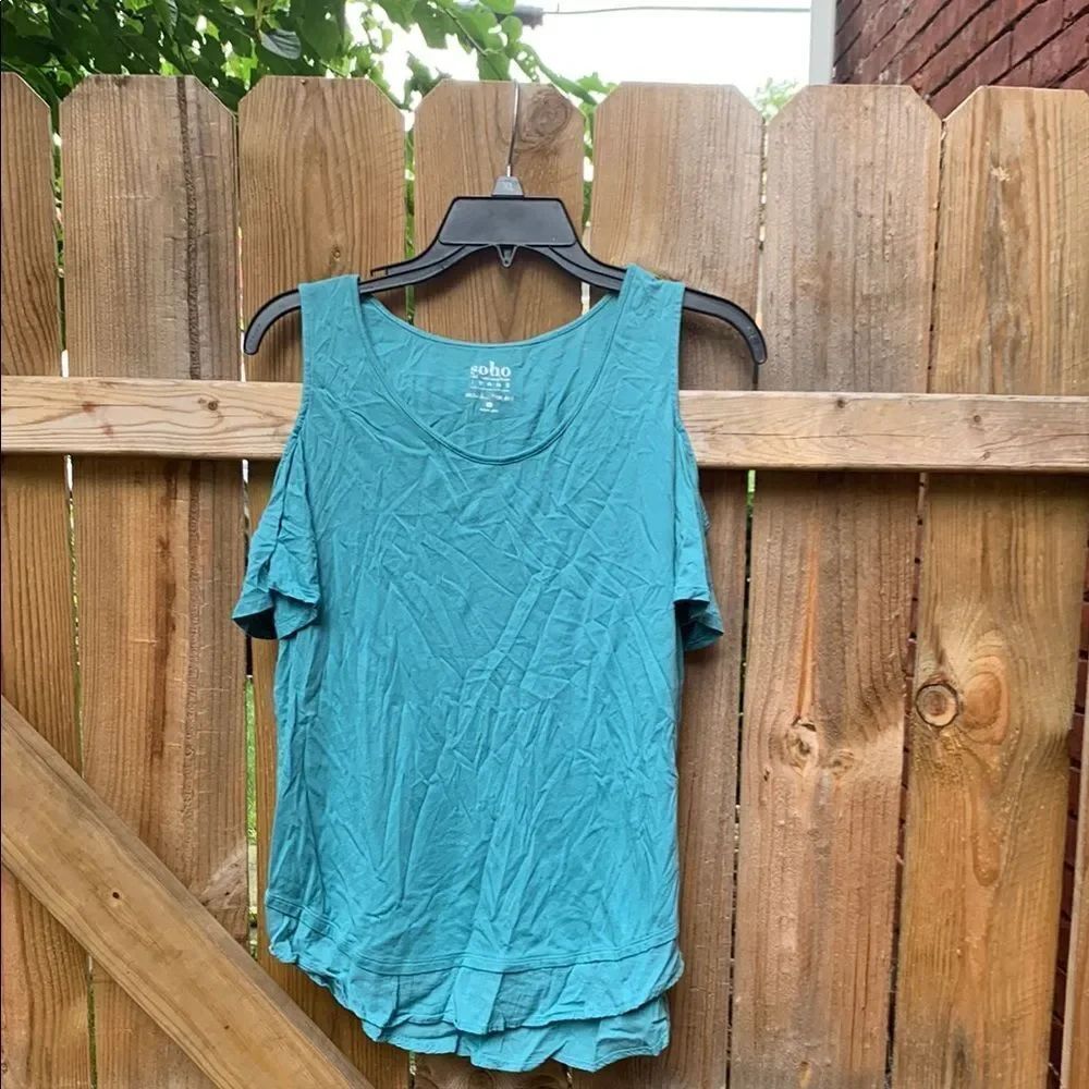 Soho Blue cold shoulder Tank Top